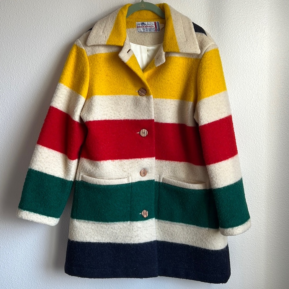 VTG Pendleton Hudson Bay Stripe Wool Blanket Coat